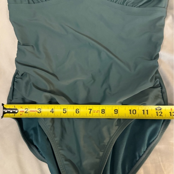 Merona Forest Green on piece bathing suit - Picture 7 of 9
